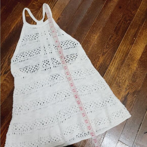 White Crochet Boho High Neck Hippie Tank Top Express Medium - Picture 6 of 10